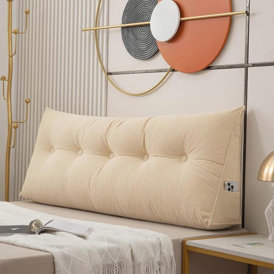 Hoofdbord Kussen Zacht Rugkussen met Afneembare Hoes Lendensteun voor Bedbank en Leeskussen 180 x 50 x 20 cm