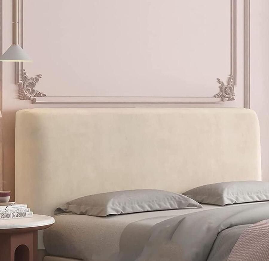 Stretch Double Bed 360 Degree Full Surround Headboard Easy to Install Beige 180cm Compatible with Many Headboards Fits Headboards 71-79 inch hoofdbord hoes elastische