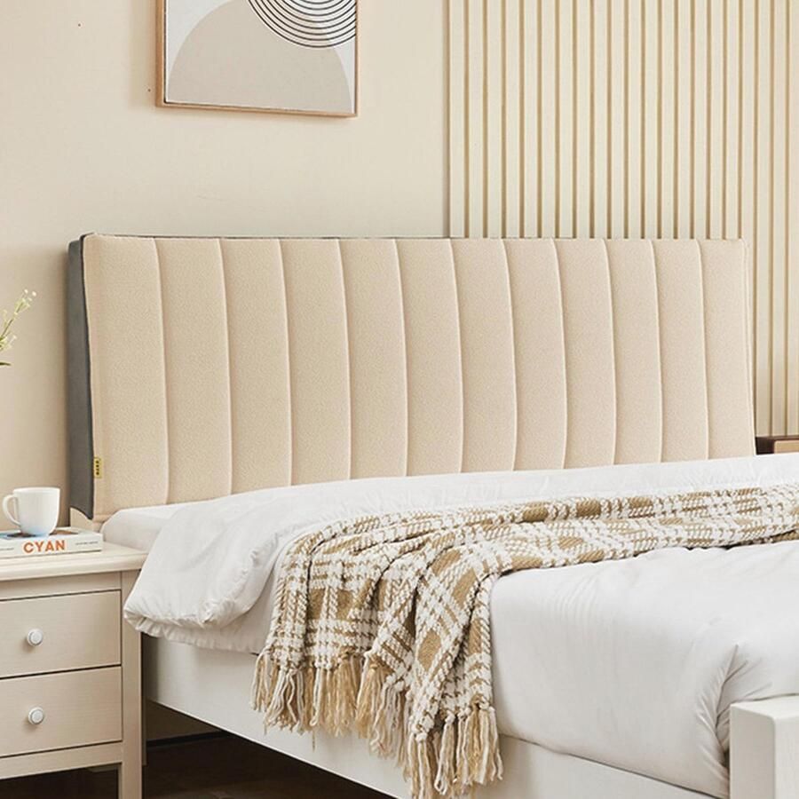 Hoofdbordbekleding voor Bed Stretch Hoofdbordhoes in Teddy Fluwelen Stof 360° All-Inclusive Hoofdbedekking voor Singles Kings en Doubles (Lichtbruin 190 * 60 * 3cm)