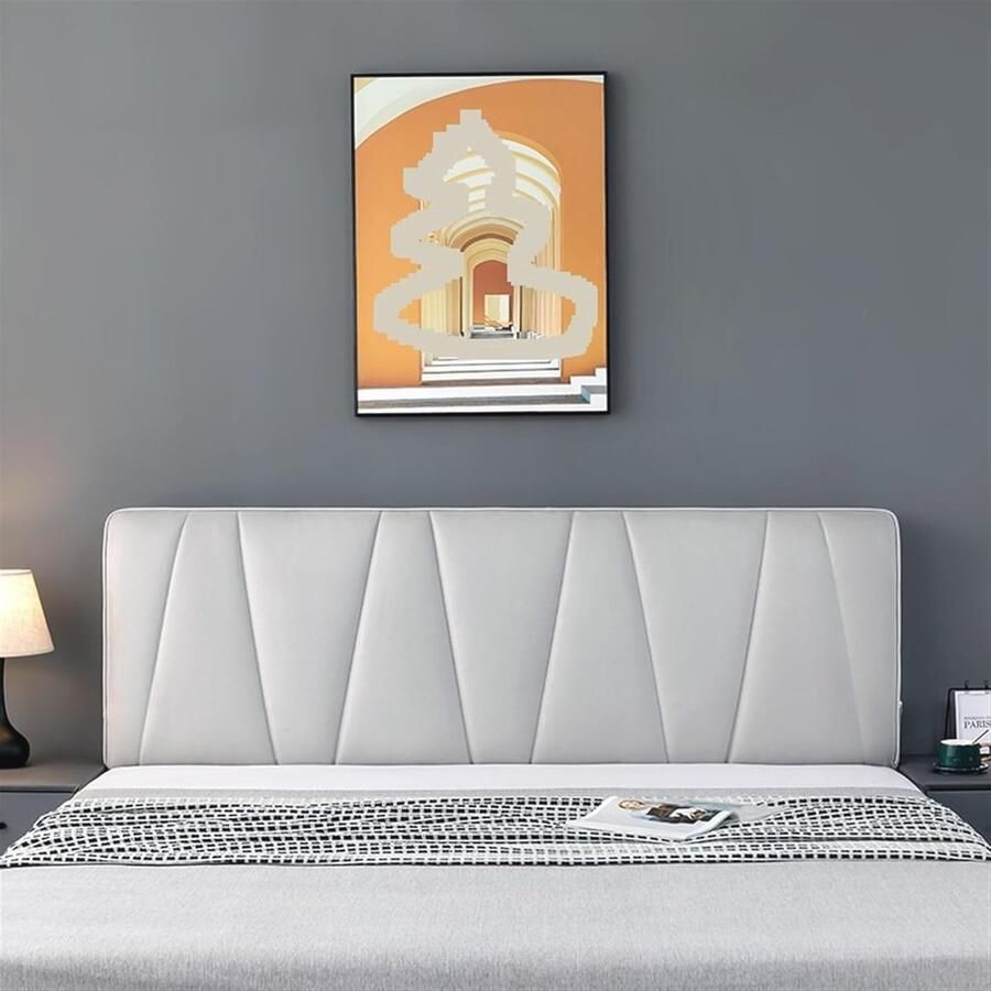 Hoofdbordhoes voor bed zachte en dikke bescherming all-inclusive nachtkastje cover lichtgrijs B120 x H65 cm