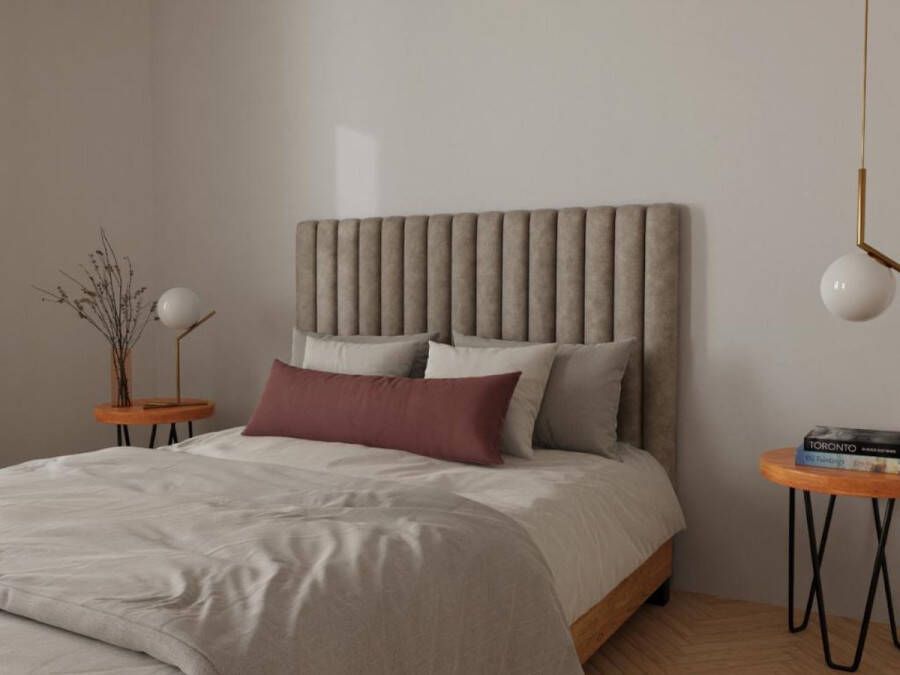 Hoofdeinde bed met verticale stiksels SARAH Beige 140 cm L 150 cm x H 120 cm x D 10 cm