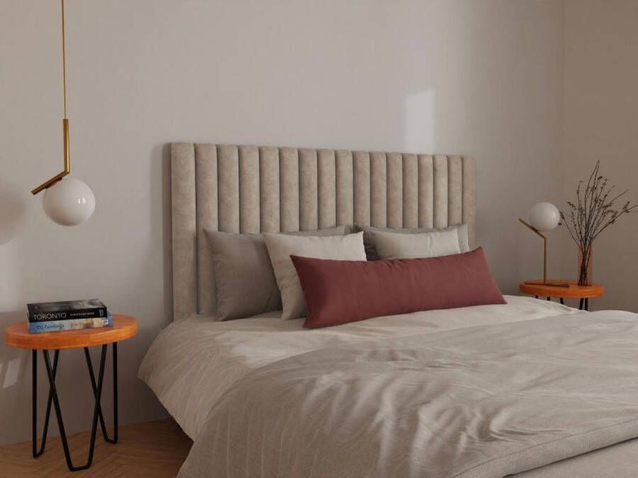 Vente-unique Hoofdeinde bed met verticale stiksels SARAH Beige 160 cm L 170 cm x H 120 cm x D 10 cm