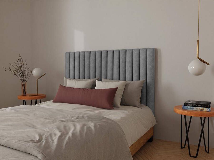 Hoofdeinde bed met verticale stiksels SARAH Grijs 140 cm L 150 cm x H 120 cm x D 10 cm - Foto 3