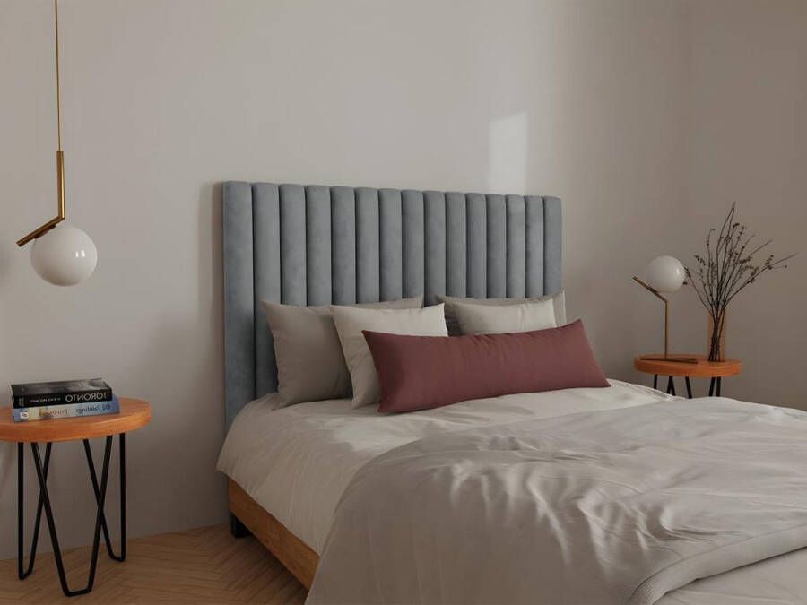 Hoofdeinde bed met verticale stiksels SARAH Grijs 140 cm L 150 cm x H 120 cm x D 10 cm