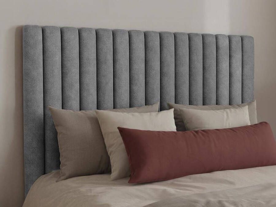 Hoofdeinde bed met verticale stiksels SARAH Grijs 140 cm L 150 cm x H 120 cm x D 10 cm - Foto 2