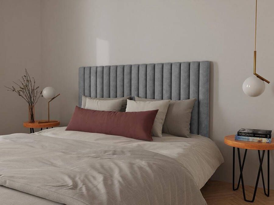 Hoofdeinde bed met verticale stiksels SARAH Grijs 160 cm L 170 cm x H 120 cm x D 10 cm