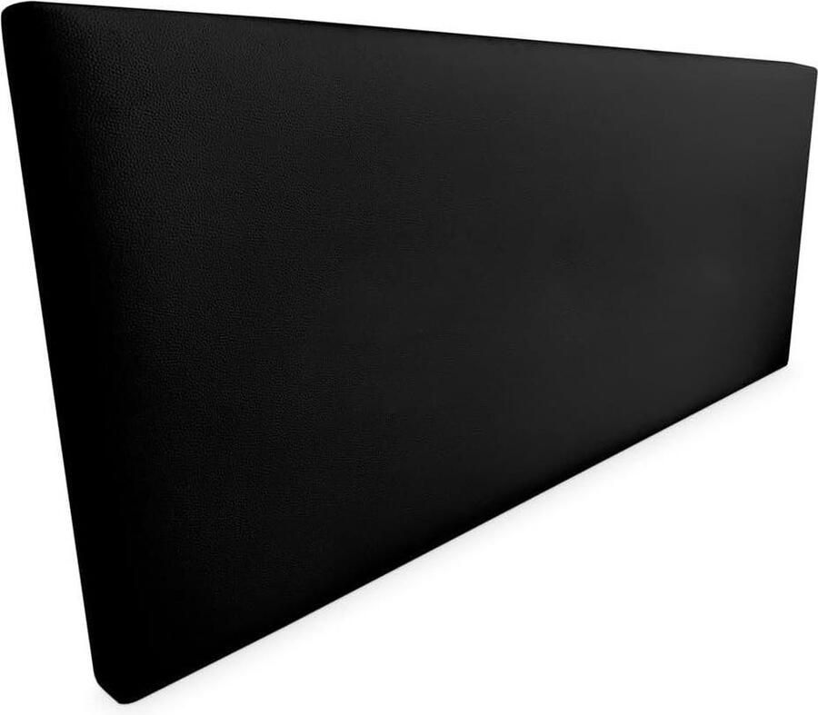 Hoofdeinde gewatteerd premium bekleding van hoogwaardig kunstleer 100 x 60 cm bed 90 zwart