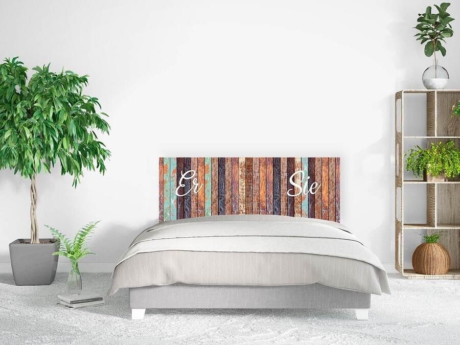 Hoofdeinde voor bed in houtlook PVC 115 x 60 cm