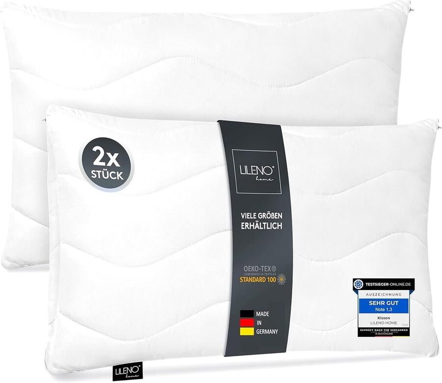 Hoofdkussen 40 x 60 cm set van 2 wasbaar tot 95 °C verstelbare kussenvulling voor bed en bank