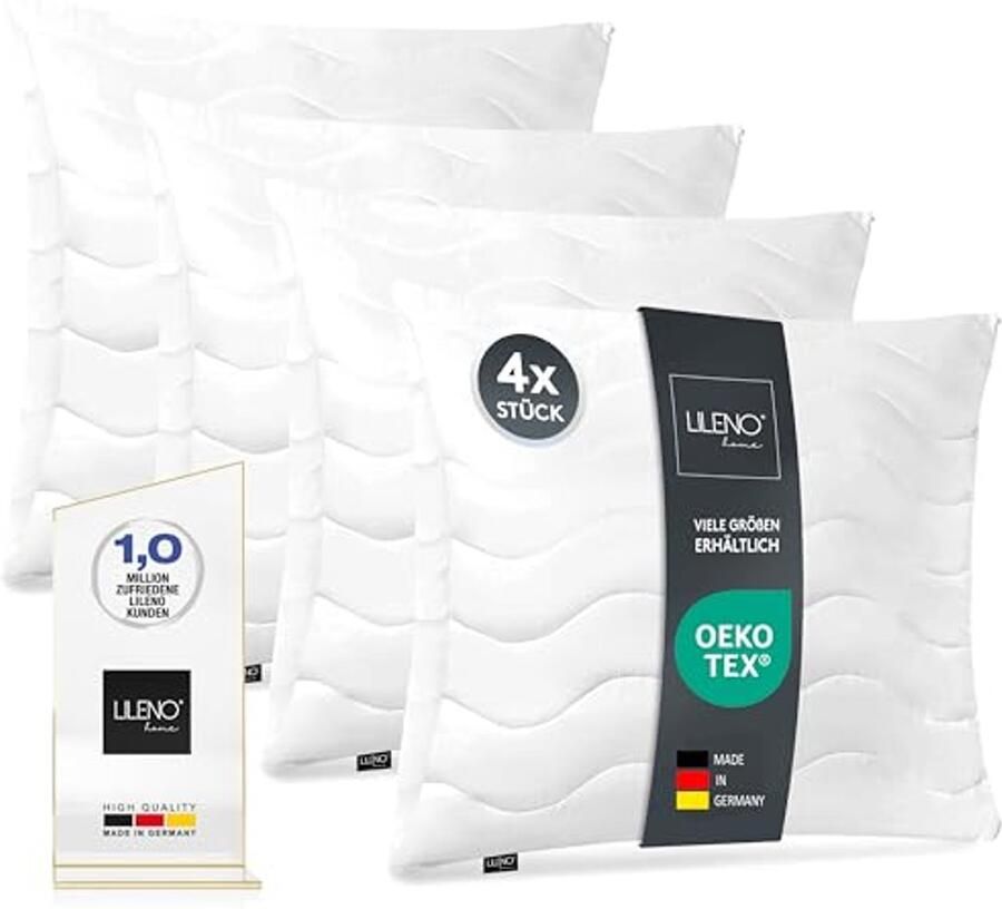 Hoofdkussen 50 x 50 cm Set van 4 Wasbaar Hypoallergeen Voor Bed en Sofa