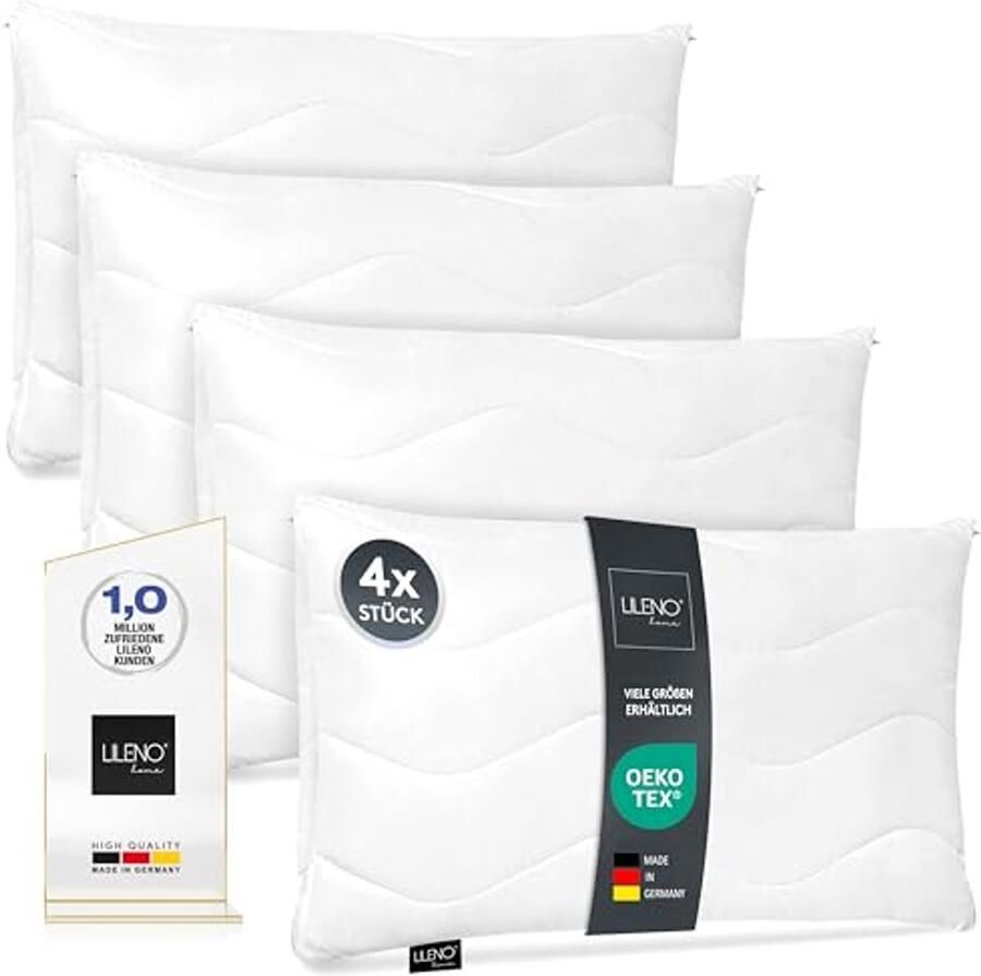 Hoofdkussen 70 x 90 cm Set van 4 Wasbaar en Hypoallergeen Comfortabel Kussen voor Bed en Bank