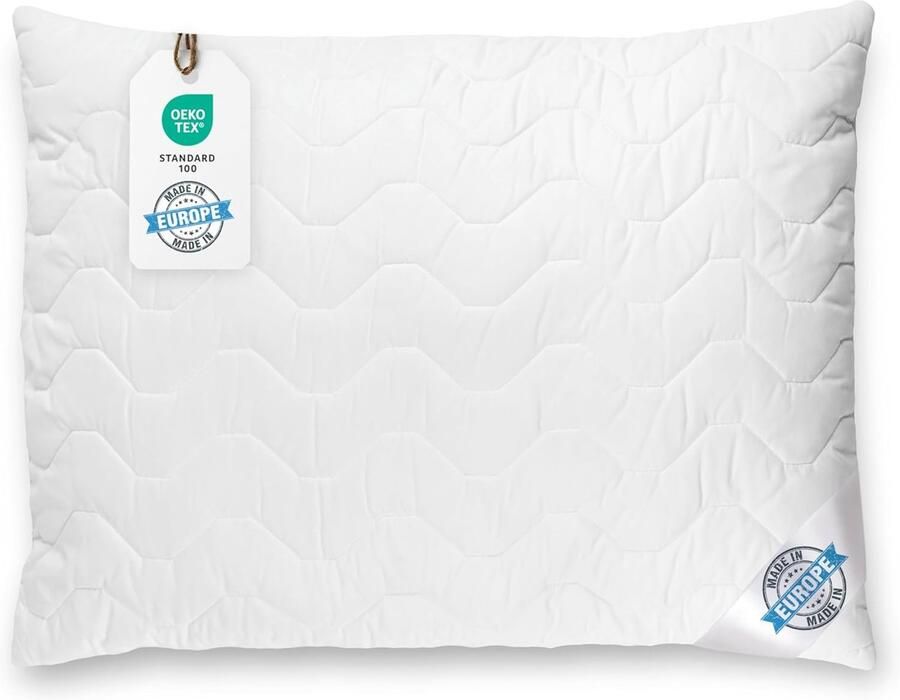 Hoofdkussen 70x90 huidvriendelijk bed kussen hoogwaardige microvezel slaapkussen allergievriendelijk wasbaar Made in EU (70cm x 90cm)