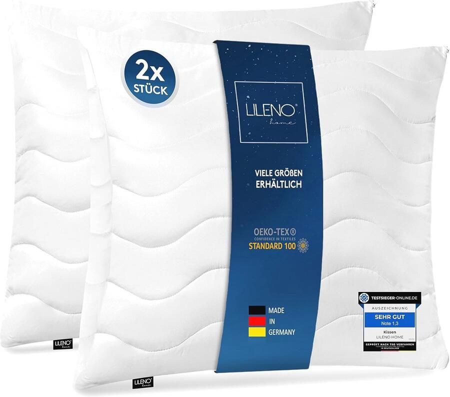 Hoofdkussen 80 x 80 cm set van 2 wasbaar tot 95 °C medium vulgewicht decoratieve en comfortabele kussens voor bed en bank