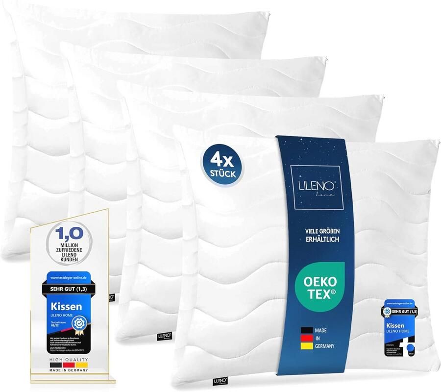 Hoofdkussen 80 x 80 cm Set van 4 Hard Wasbaar tot 95 °C Decoratieve Kussens voor Bank en Bed