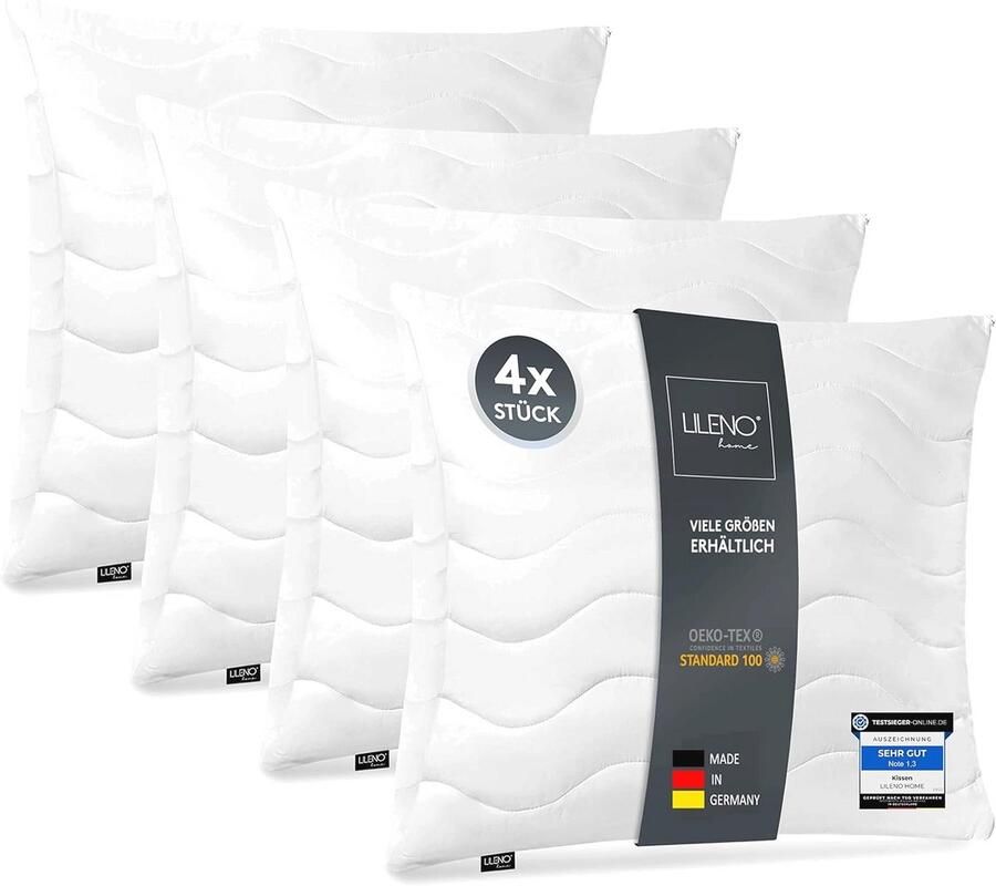 Hoofdkussen Set van 4 Verstelbare Kussenvulling voor Bed en Bank Wasbaar tot 95°C