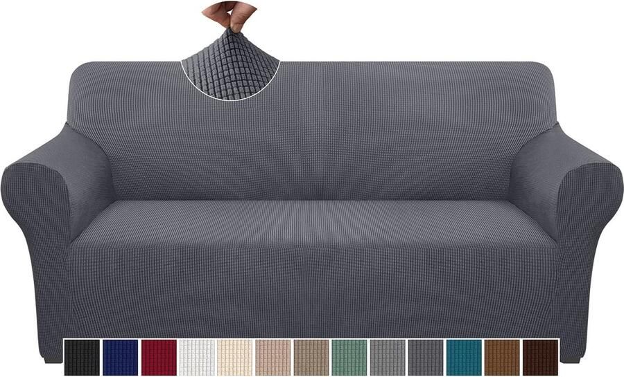 Hoog rekbare geruite bankhoes voor 3-zits bank wasbare en slipbestendige meubelbeschermer voor honden en huisdieren