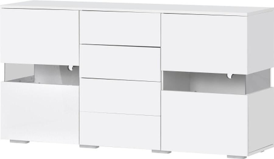 Zonder merk Gotagee Hoogglans dressoir Opbergkast Kastmeubel met LED-verlichting Wit