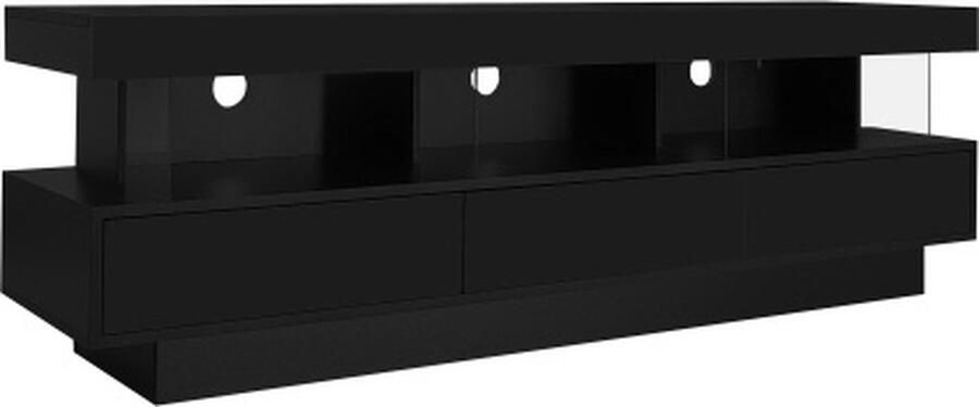 GOTAGEE Hoogglans Glas TV-meubel met LED-verlichting en Bluetooth Zwart