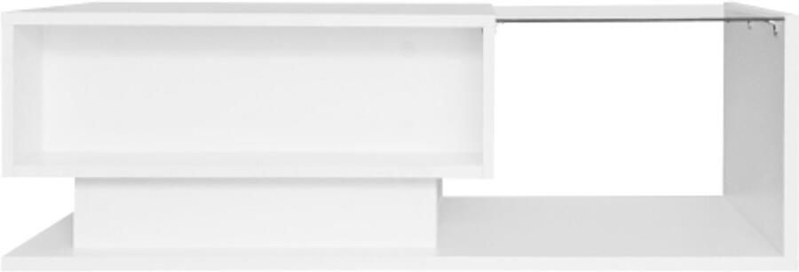 GOTAGEE Hoogglans salontafel 100x50x32 cm met glazen blad en laden met 1 lade met LED-verlichting wit