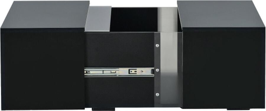 Zonder merk Gotagee Hoogglans salontafel bankopbergtafel Met LED-verlichting Intrekbaar verborgen compartiment Zwart