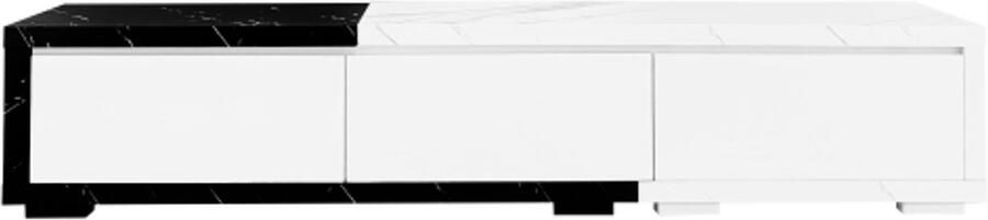 Zonder merk Gotagee Hoogglans TV-meubel in lengte verstelbaar (140-179 5 cm) met marmerlook