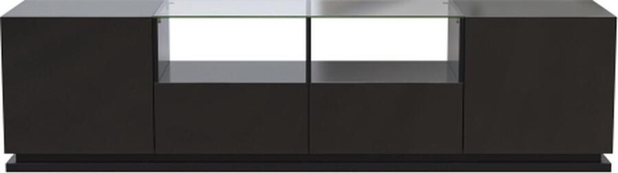 Zonder merk Gotagee Hoogglans tv-meubel met glazen planken twee lades en twee deuren lowboard met veelkleurige led-lichteffecten woonkamerkast zwart