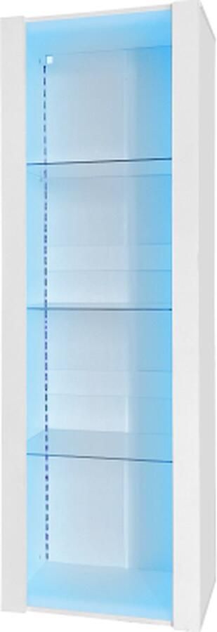Zonder merk Gotagee Hoogglans vitrinekast Staande kast Hoge kast Opbergkast met LED verlichting Wit