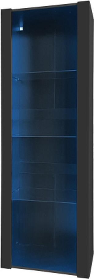 Zonder merk Gotagee Hoogglans vitrinekast Staande kast Hoge kast Opbergkast met LED verlichting Zwart