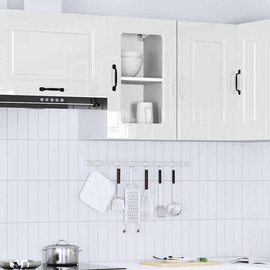 Hoogglans Witte Keuken Wandkast Met Glazen Deur – Ruimtebesparende Opbergoplossing