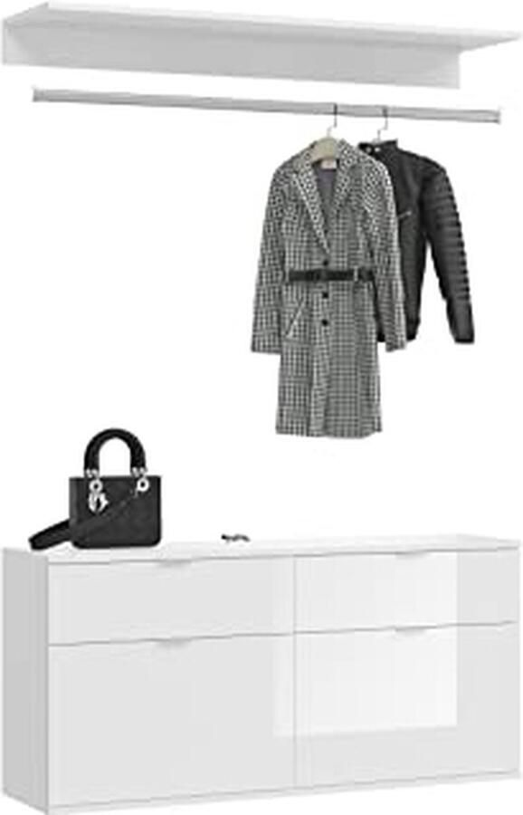 Rootz Living Rootz Hoogglans Witte Kledingkast Schoenenkast Systeemmeubel FSC Gecertificeerd 121cm x 62cm x 34cm