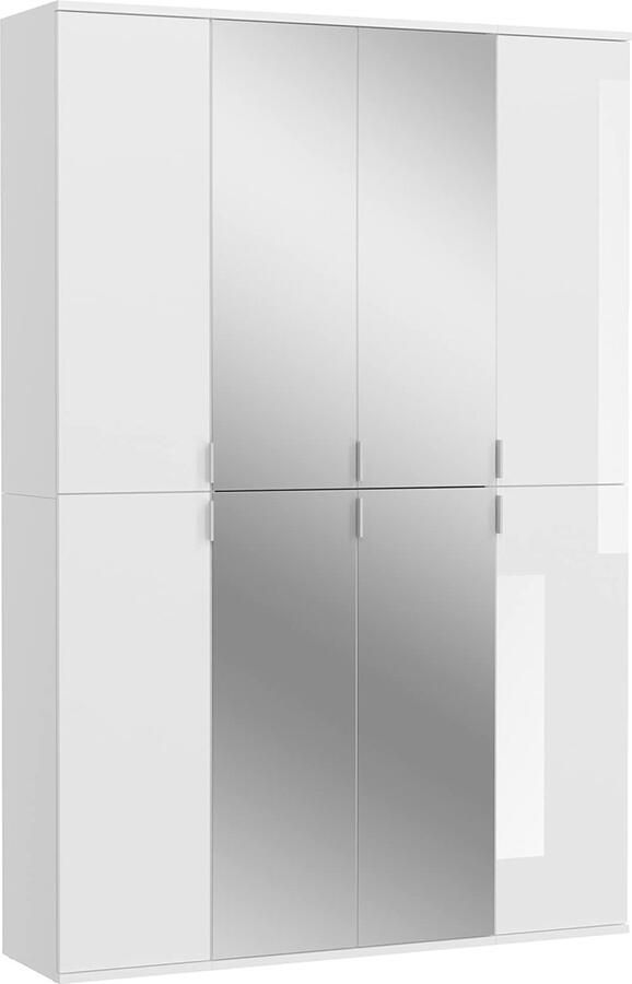 Hoogglans Witte Kledingkast Schoenenrek Zakopslag Houtmateriaal 121cm x 193cm x 34cm