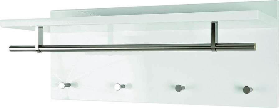 Hoogglanzende kapstok wit MDF roestvrijstalen knopen