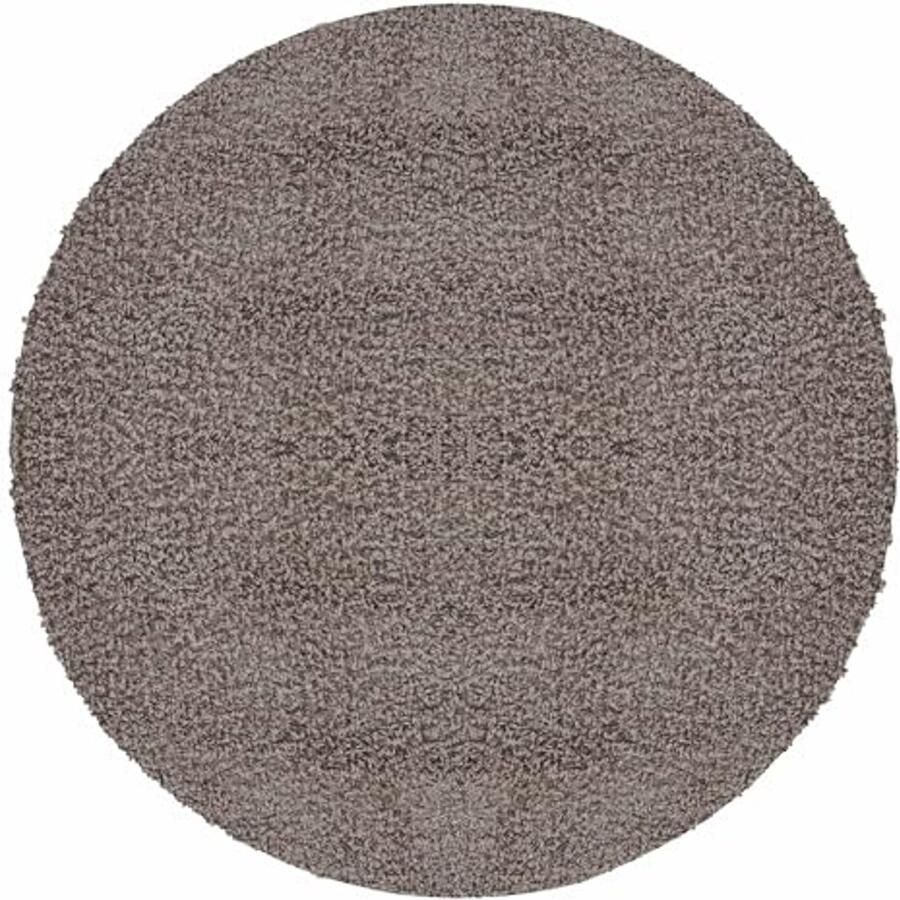 Hoogpolig Effen Vloerkleed Beige Rond 160 cm Modern Shaggy Tapijt voor Woonkamer Slaapkamer en Kinderkamer