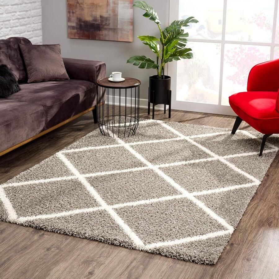 Hoogpolig grijs shaggy tapijt voor woonkamer slaapkamer keuken afmeting 80x150 cm