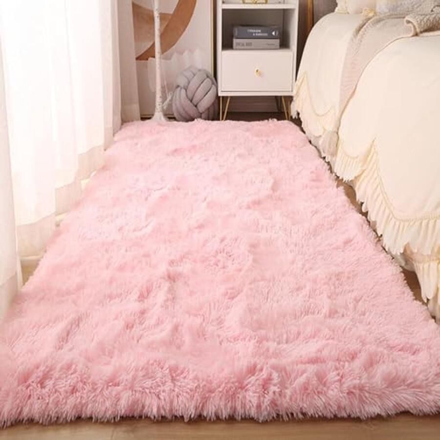 Hoogpolig Pluche Vloerkleed 175 x 220 cm Zacht Antislip Tapijt voor Woonkamer en Slaapkamer