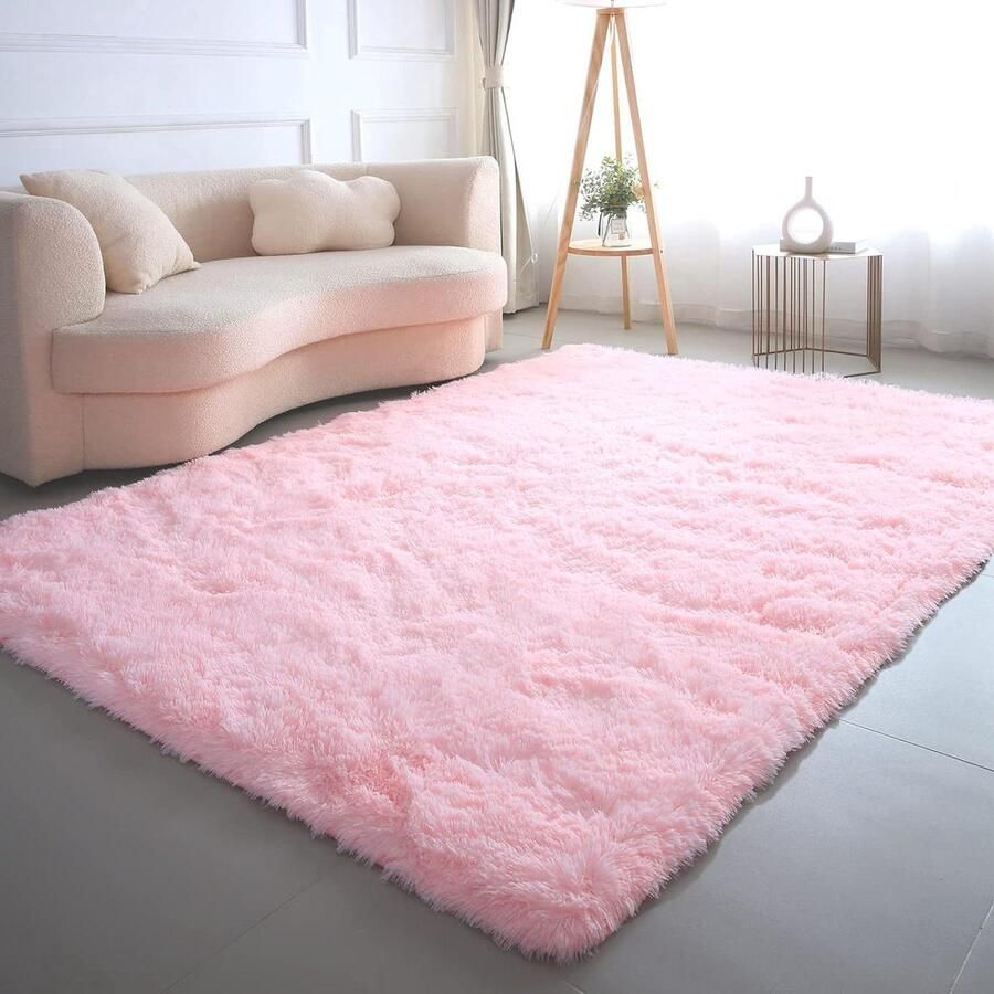 Hoogpolig Pluizig Tapijt Antislip 1 stuk Roze 160 x 230 cm