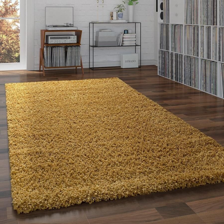 Hoogpolig Pluizig Vloerkleed voor Woonkamer in Kleuren en Afmetingen 60x100 cm Geel