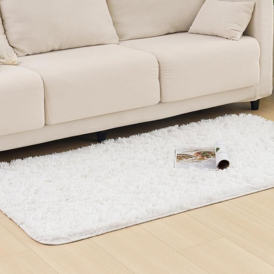 S&Dshopline Hoogpolig pluizig woonkamertapijt effen zacht slaapkamer wasbaar shaggy tapijt geschikt voor vloerverwarming pluche woonkamertapijt 80 x 150 cm
