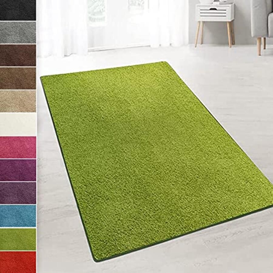 Hoogpolig shaggy tapijt loper Zachte tapijtloper voor hal woonkamer en slaapkamer Moderne kleuren en vele maten 80x300 cm Groen