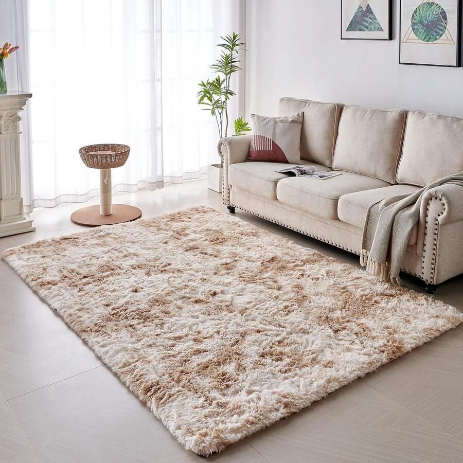 Hoogpolig Vloerkleed 160 x 230 cm Modern en Zacht Woonkamertapijt voor Hal Woonkamer Slaapkamer en Kinderkamer
