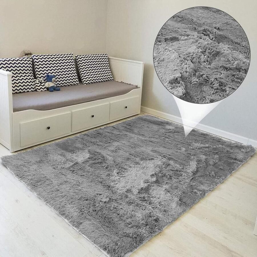 Hoogpolig tapijt 160 x 230 cm pluizig tapijt woonkamer slaapkamer nachtkastje buiten