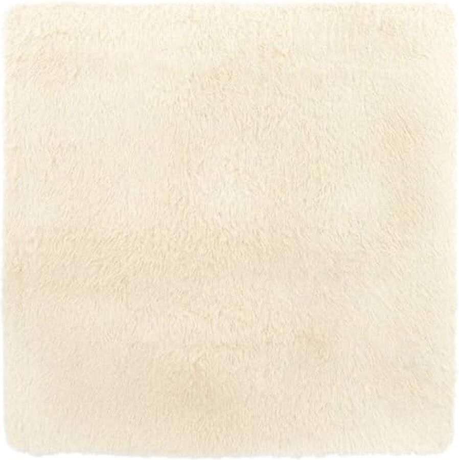 Hoogpolig Tapijt 200x200 cm Beige – Fluffy Tapijt voor Woonkamer en Slaapkamer