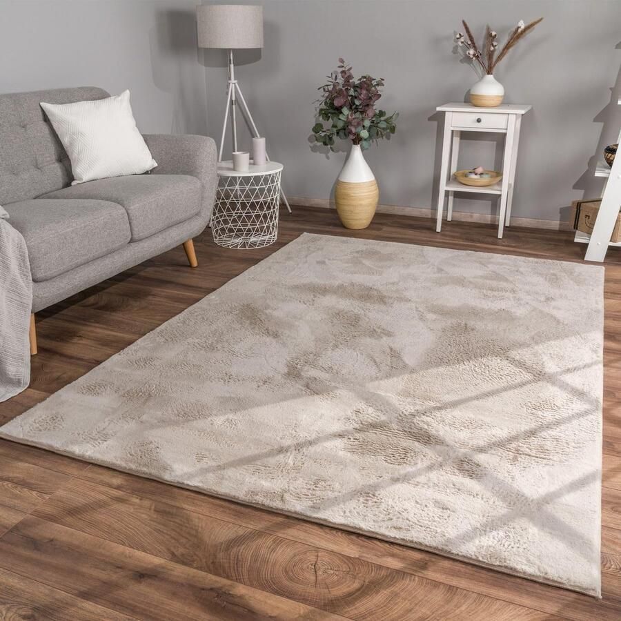 Hoogpolig Tapijt Shaggy voor Woonkamer in Beige 120x160 cm
