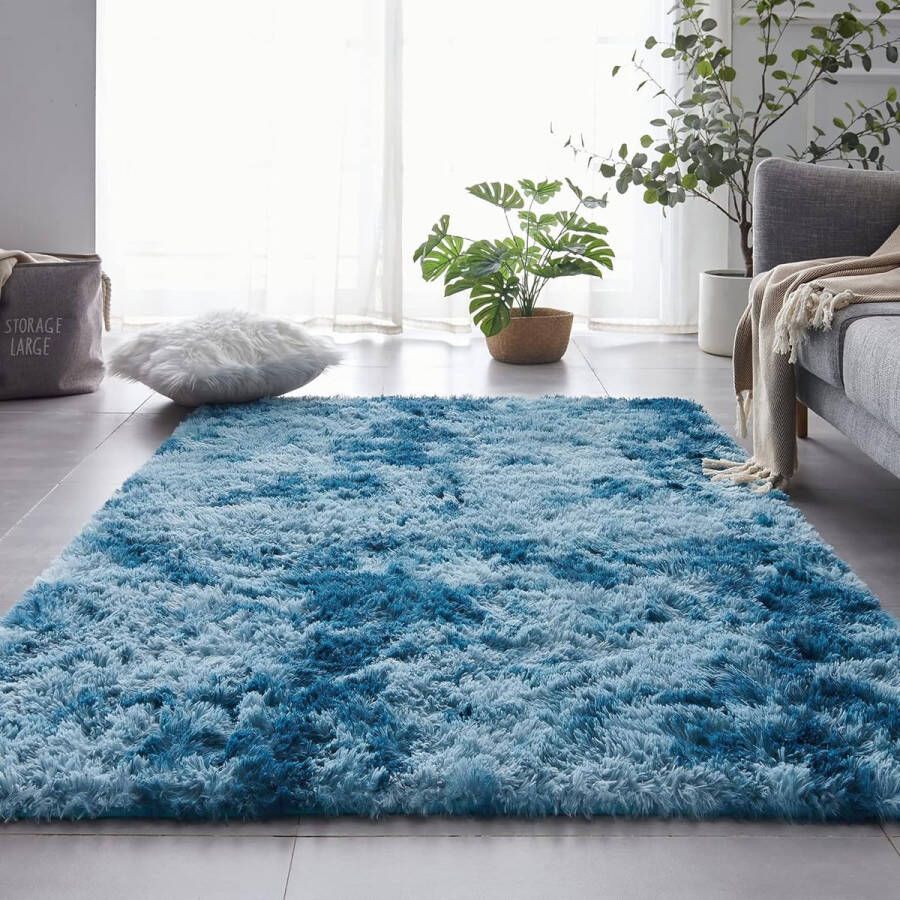 ROHATIM Hoogpolig tapijt superzacht shaggy pluizig marineblauw 60 x 100 cm