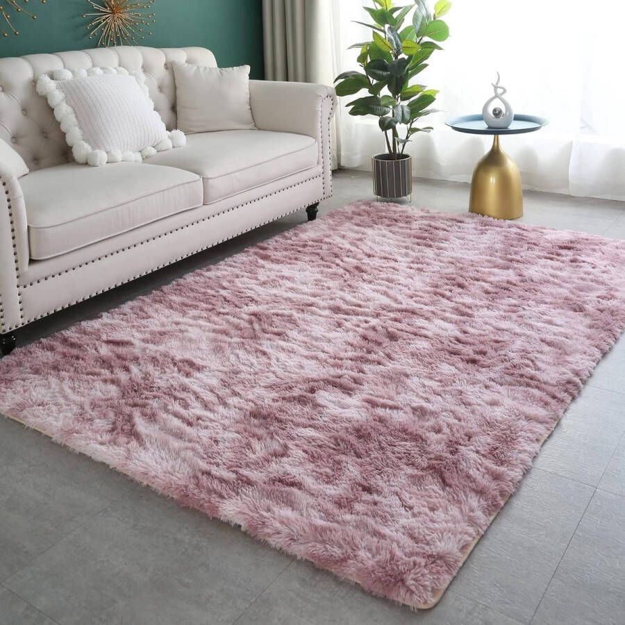 Hoogpolig tapijt superzacht shaggy pluizig roze-paars 120 x 160 cm