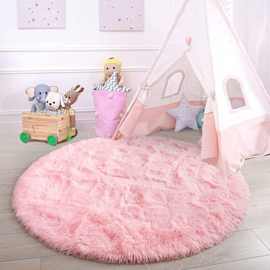 Hoogpolig tapijt voor de woonkamer super zacht shaggy tapijt pluizig soft area vloerkleden voor woonkamer eetkamer kinderkamer slaapkamer (roze 120 x 120 cm)