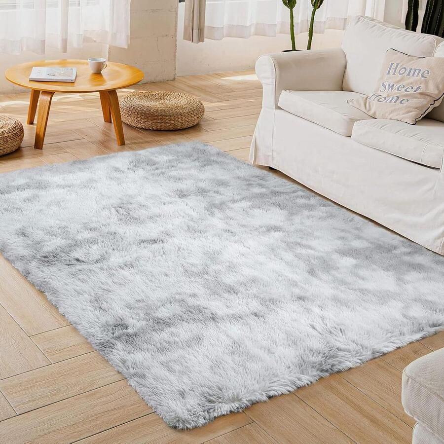 Hoogpolig Tapijt Woonkamer Super Zacht Shaggy Tapijt 1 stuk Lichtgrijs 120 x 160 cm