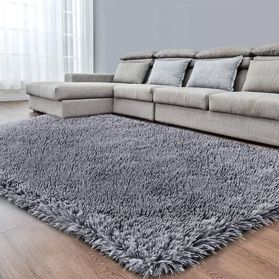 Hoogpolig tapijt woonkamer super zacht shaggy tapijt wollig Soft Area tapijt tapijten voor woonkamer eetkamer kinderkamer (grijs 80 x 160 cm)