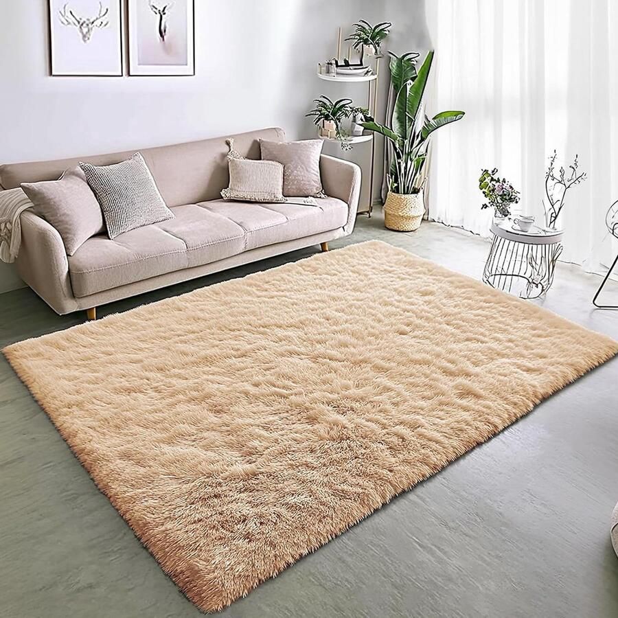 Hoogpolig Vloerkleed Beige 80 x 150 cm