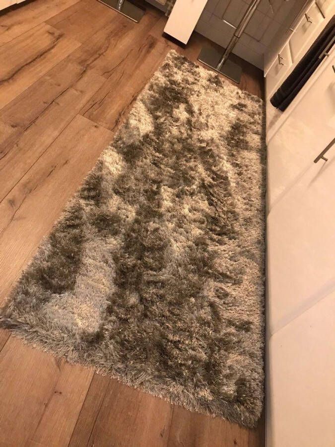 Hoogpolig vloerkleed eric kuster stijl zilver grijs